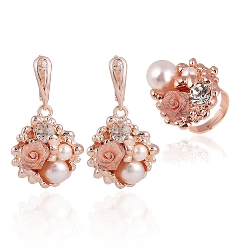 

Women's Hoop Earrings Ring Classic Flower Stylish Artistic Luxury Elegant French Earrings Jewelry Rose Gold For Wedding Engagement Work Promise Festival 1 set
