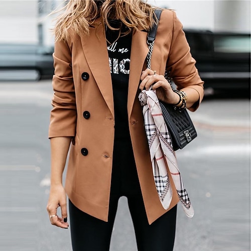 

Per donna Giacca Esterno Strada Giornaliero Primavera Estate Standard Cappotto Standard Tenere al caldo Traspirante Streetwear Elegante Giacca Manica lunga Tinta unica Tasche Bianco Nero Blu