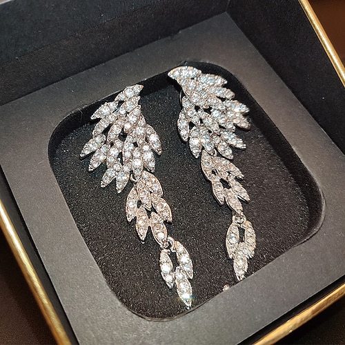 

Women's Dangle Earrings Pear Cut Tower Luxury Dangling Elegant Fashion Sweet Earrings Jewelry Silver For Party Wedding Club Festival 1 Pair