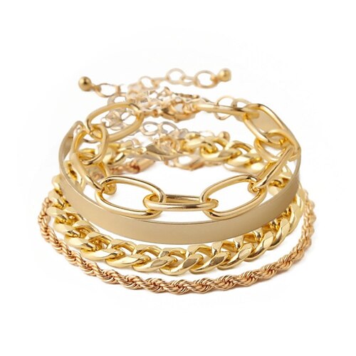 

an n jewelry, smooth c-shaped mix match twist chain bracelet, simple thread exaggerated o-chain set bracelet