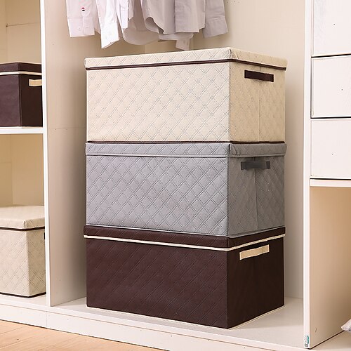 

sac de rangement portable pour couette en treillis de diamant pressé non tissé épaissi avec couvercle boîte de rangement anti-poussière