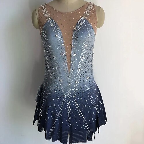 

Vestito da pattinaggio artistico Per donna Da ragazza Pattinaggio sul ghiaccio Vestiti Completi Blu Retato Elastene Elevata elasticità Competizione Vestiti da pattinaggio sul ghiaccio Fatto a mano