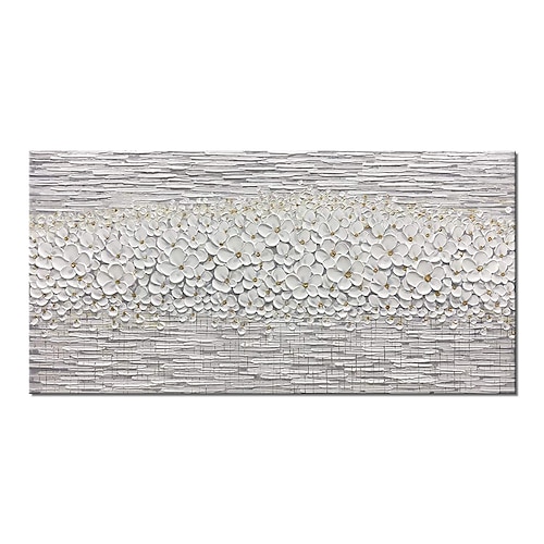 

Oil Painting Handmade Hand Painted Wall Art Modern Abstract 3D Palette Knife White Flower Living Room Home Decoration Decor Rolled Canvas No Frame Unstretched