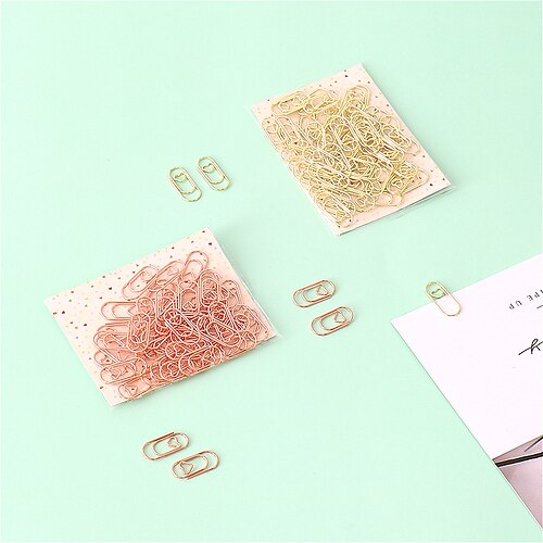 

2 Packs Paper Clip Lovely Rose Gold Heart Paper Clips Colorful 100pcs