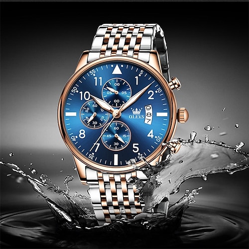 

OLEVS Quartz Watch Steel Band Watches for Men's Men Analog - Digital Quartz Casual Waterproof Chronograph Noctilucent Alloy Stainless Steel / Large Dial