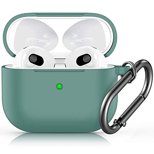 

Compatible with Airpods 3 Case 2021, Shock-Absorbing Silicone Compatible with Airpods 3 Case Cover with Carabiner [Front LED Visible]