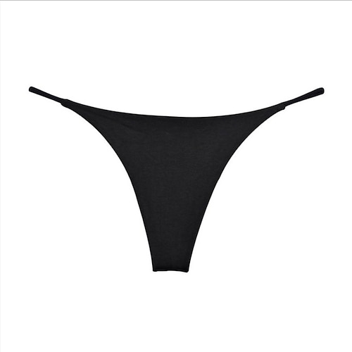 

Women's Sexy Bodies Panties 1 pc Pure Color Hot Home Bed Valentine's Day Cotton Breathable Basic Summer White Black / G-strings & Thongs Panties