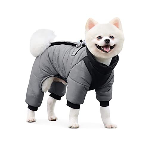 

Dog Jacket - Dog Winter Coat Warm for Small Medium Dogs Puppy - Reflective Dog Cold Weather Coats 4-Leg with Built-in Harness - Water-Resistant Windrpoof Dog Snowsuit Winter Clothes for Outdoor Hiking