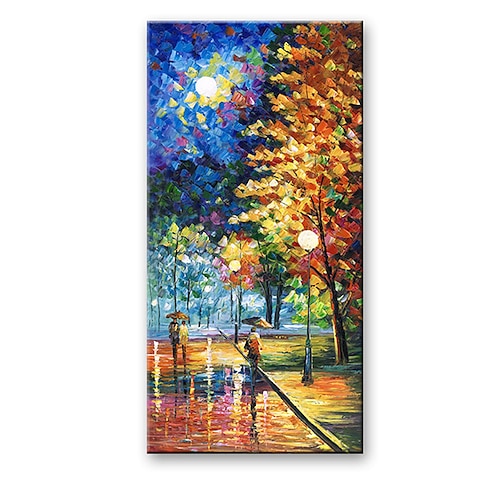 

Oil Painting Handmade Hand Painted Wall Art Abstract Knife Night Street Landscape Home Decoration Decor Rolled Canvas No Frame Unstretched