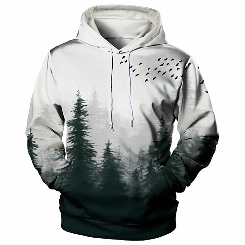 

Men's Hoodie Pullover Hoodie Sweatshirt White Hooded Graphic Scenery Casual Daily Weekend 3D Print Plus Size Casual Spring Fall Winter Clothing Apparel Hoodies Sweatshirts Long Sleeve