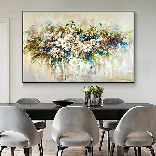 

Handmade Oil Painting Canvas Wall Art Decoration Abstract Plant Floral Color Bouquet for Home Decor Stretched Frame Hanging Painting