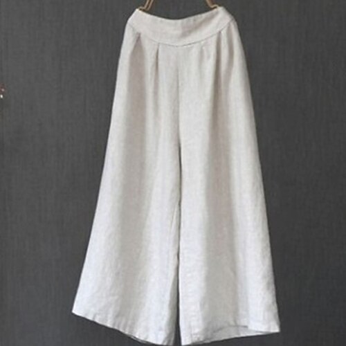

Women's Plus Size Wide Leg Chinos Solid Color Streetwear Chino Casual Daily High Ankle-Length Fall Spring White Black Gray L XL XXL 3XL 4XL