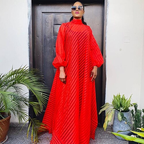 

Women's Casual Dress Swing Dress Long Dress Maxi Dress Black Red Long Sleeve Pure Color Patchwork Winter Fall Autumn Stand Collar Winter Dress Fall Dress S M L XL XXL XXXL 4XL