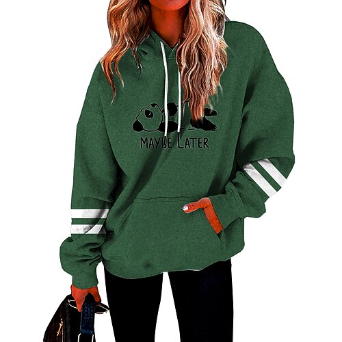 

Women's Hoodie Pullover Basic Green White Black Animal Patterned Loose Fit Daily Hooded Long Sleeve XS S M L XL XXL