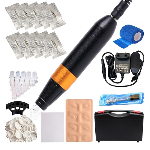 

BaseKey Professional / Quiet / New Professional Complete Rotary Tattoo Pen Kit Makeup Tattoo Pen 5V Power Supply 10 Pcs Cartridges with Cas Recommended for Eyebrows / Lips