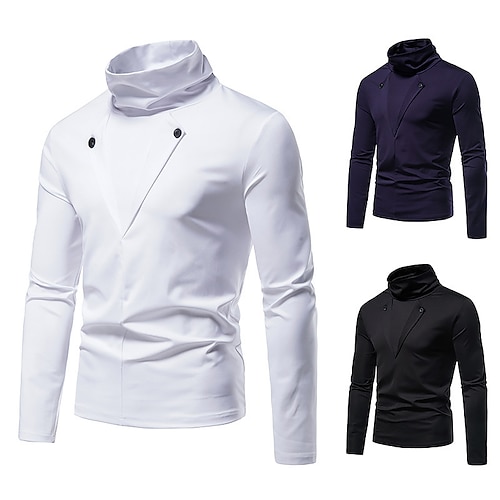 

Turtleneck shirt Rolled collar Navy White Black Clothing Apparel Essential