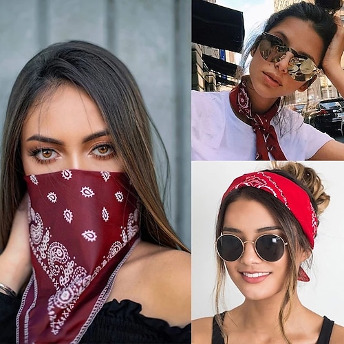 

10 Pcs/set Bohemian Print Bandana Hair Bands for Women Girls Square Scarf Turban Multifunctional Headband Hair Accessories Headwear