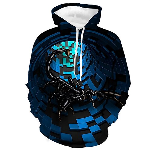 

Herren Unisex Hoodie Sweatshirt Kapuze Blau Mit Kapuze Grafik-Drucke Skorpion Bedruckt Täglich Sport 3D-Druck Designer Casual Groß und hoch Frühling Herbst Bekleidung Kapuzenpullover Sweatshirts