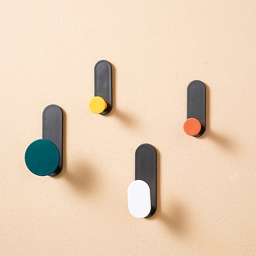 

4pcs Color Small Hook Strong Glue Key Wall Hanging Free Perforation Seamless Sticky Hang Coat Rack