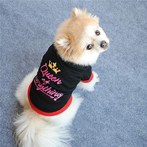 

Fashion Letter Print Breathable Cotton T-Shirt Cute Pet Dog Puppy Tee Shirt (1Pcs) Black M