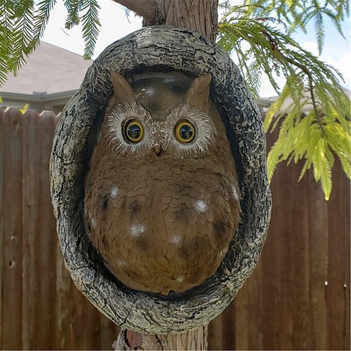 

Garden Owl Tree Statue Figurine Poly Resin Office Yard Decoration Ornament Owl Sculpture Decoration Gift