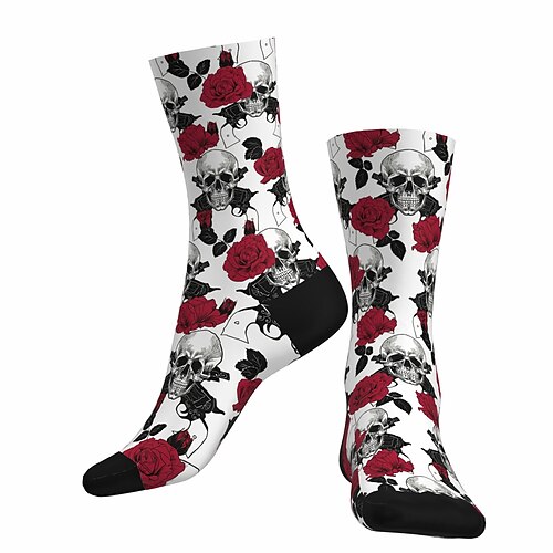 

Socks Cycling Socks Men's Women's Outdoor Exercise Bike / Cycling Breathable Soft Comfortable 1 Pair Skull Floral Botanical Cotton Red S M L / Stretchy