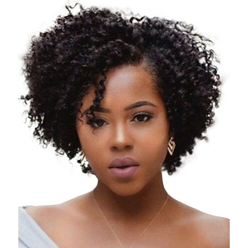 

Afro Curly Side Part Wig Synthetic Wig Short Wine Red Natural Black #1B Synthetic Hair Women's Soft Party Wig Easy to Carry Black Burgundy / Daily Wear