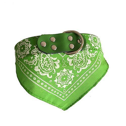 

Fashion Adjustable Neck Scarf Bandana Faux Leather Collar Neckerchief for Pet Dog Puppy Cat (1Pcs) Green M