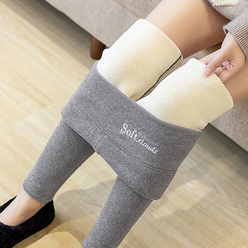 

Women's Fleece Pants Leggings Fleece lined Light gray Dark Gray Black Mid Waist Fashion Soft Daily Weekend Micro-elastic Ankle-Length Comfort Plain M L XL XXL / Slim