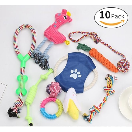 

10pack Pet Dog Puppy Toys for Small & Medium Dogs Durable Puppy Teething Toys All-Natural Cotton Rubber Rope Puppy Chew Toys Dog Tug ToysTeething & Anxiety reliever Teeth Cleaner IQ Trainer