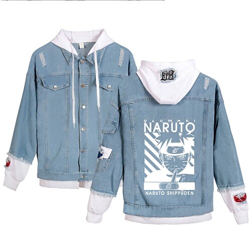 

Naruto Akatsuki Animé Dibujos Manga Anime Chaqueta de mezclilla Harajuku Kawaii Chaqueta Abrigos Para Hombre Mujer Unisexo Adulto Poliéster