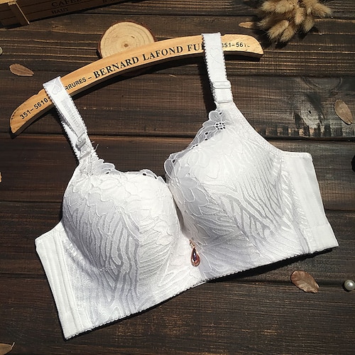 

Women's Adjustable Sheer Bras Full Coverage V Neck Breathable Lace Pure Color Hook & Eye Casual Daily Nylon Polyester 1PC White Black / Bras & Bralettes / 1 PC