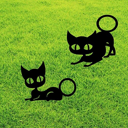 

Garden Cat Piles Acrylic Cat Silhouettes Decoration Waterproof Weatherproof Cat Yard Art For Courtyards Backyards Lawns