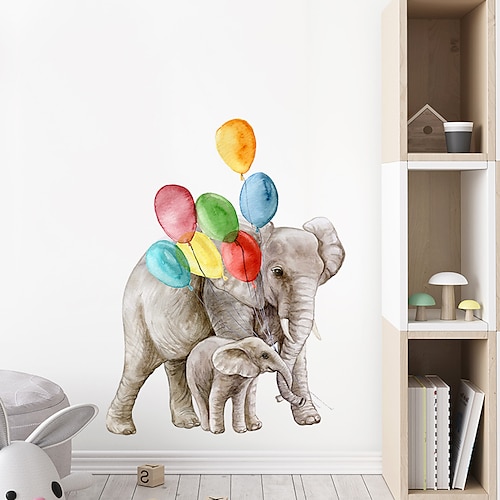 

Elephant Cartoon Balloon Pre-pasted PVC Removable Wall Stickers Home Decoration Wall Decal 1PC 37X49cm For Living Room Kids Room Kindergarten