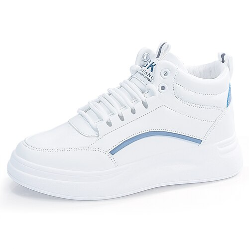 

Mujer Zapatillas de deporte Zapatos blancos Diario Tacón Plano Dedo redondo Casual Zapatos de Paseo Cuero PU Cordones Color sólido Blanco / Azul Blanco / Amarillo Rosado y Blanco