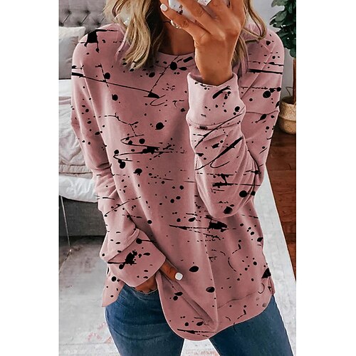 

Women's Pullover Sweatshirt Pullover Streetwear Casual Print Gray Pink Wine Graphic Prints Daily Round Neck Long Sleeve S M L XL XXL / 3D Print