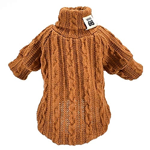 

Pet Soft Warm Solid Color Turtleneck Knitted Sweater, Autumn Winter Two-Legged Cat Dog Clothes Costume - Orange L