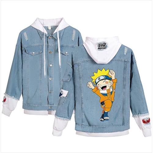 

Naruto Akatsuki Anime Desenho Mangá Anime Jaqueta jeans Harajuku Kawaii Casaco Casacos Para Homens Mulheres Unisexo Adulto Poliéster / Algodão