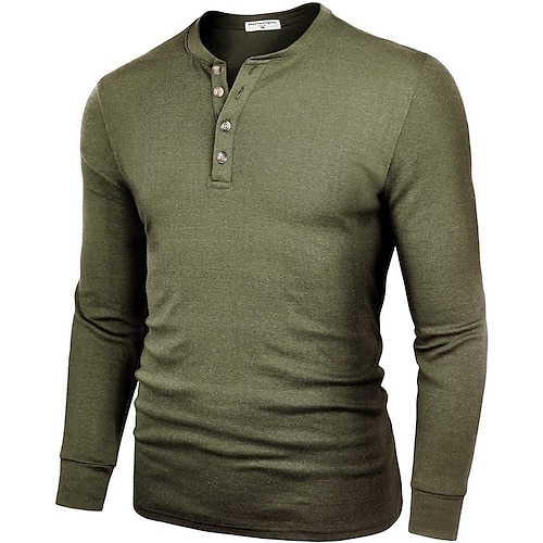 

Homme T shirt Tee Chemise à manches longues Plein Henley Grande Taille Extérieur Casual manche longue Bouton bas Vêtement Tenue Mode Design Rétro Vintage Coupe Cintrée