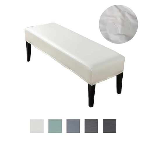 

Waterproof Bench Cover PU Leather Elastic Ottaman Stool Slipcover Removable Furniture Protector Waterproof for Livingroom Bedroom Hotal