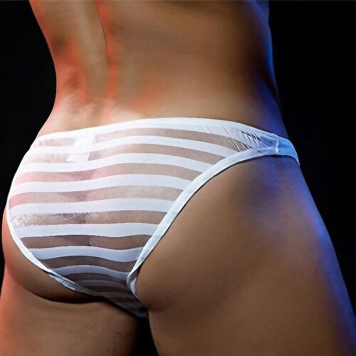 

Men's Mesh Sexy Pure Color Sexy Panties Briefs Underwear Stretchy Mid Waist Mesh See-Through Comfortable Briefs Blue White M