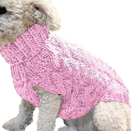 

Nmch Small Dog Sweaters Knitted Pet Cat Sweater Warm Dog Sweatshirt Dog Winter Clothes Kitten Puppy Turtleneck Sweater(Blue,L)