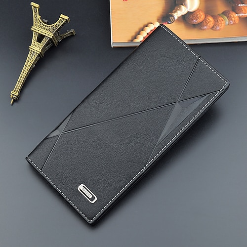 

Men's Retro Wallet PU Leather Embossed Solid Color Daily Office & Career Light Coffee Black Dark Coffee