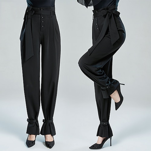 

Latin Dans ballroom dans Bukser Solid Dame Træning Ydeevne Høj Elastisk Polyester