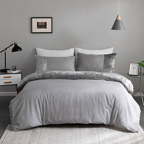 

Grey Duvet Cover Set Quilt Bedding Sets Comforter Cover, Queen/King Size/Twin/Single(1 Duvet Cover, 1 Or 2 Pillowcases Shams With Zipper Closure)