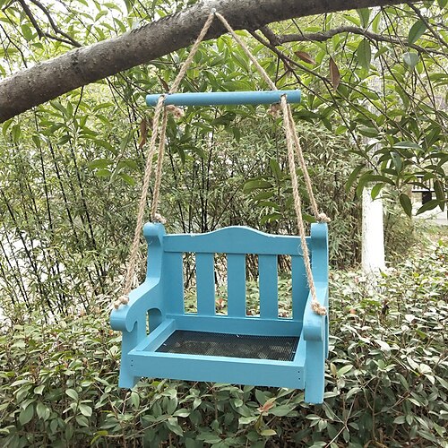 

Outdoor Wooden Bird Feeder Automatic Hanging Pet Chair Feeder Balcony Villa Garden Bird Feeding
