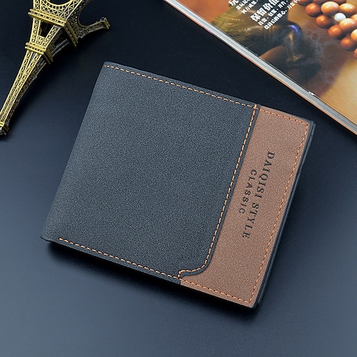 

Men's Retro Wallet PU Leather Embossed Solid Color Daily Office & Career Black Dark Coffee