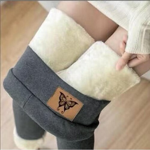 

Women's Fleece Pants Leggings Fleece lined Gray Green Black / Red Light gray Mid Waist Fashion Casual Daily Micro-elastic Ankle-Length Comfort Plain M L XL XXL / Slim