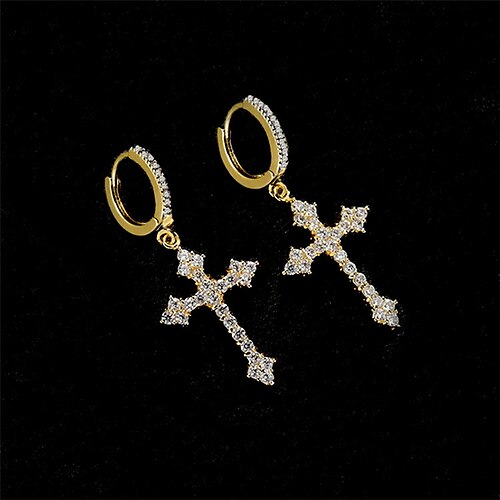 new classic cross earrings inlaid zircon korean fashion earrings earrings