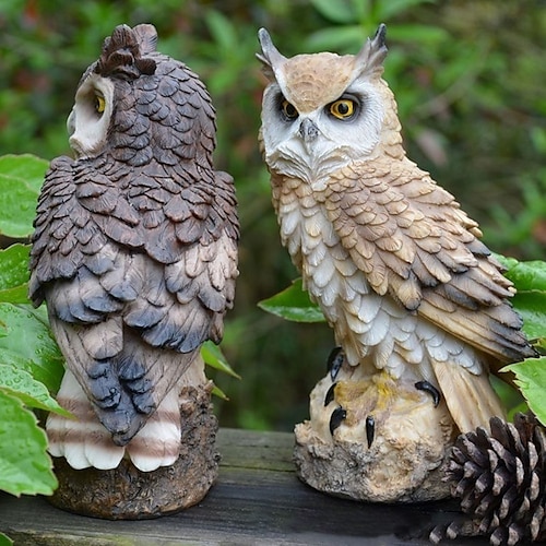 

Home Art Craft Cute Decoration Owl Shape Resin Desktop Lifelike Indoor Garden Figurine Ornament Outdoor Anti-bird Collection